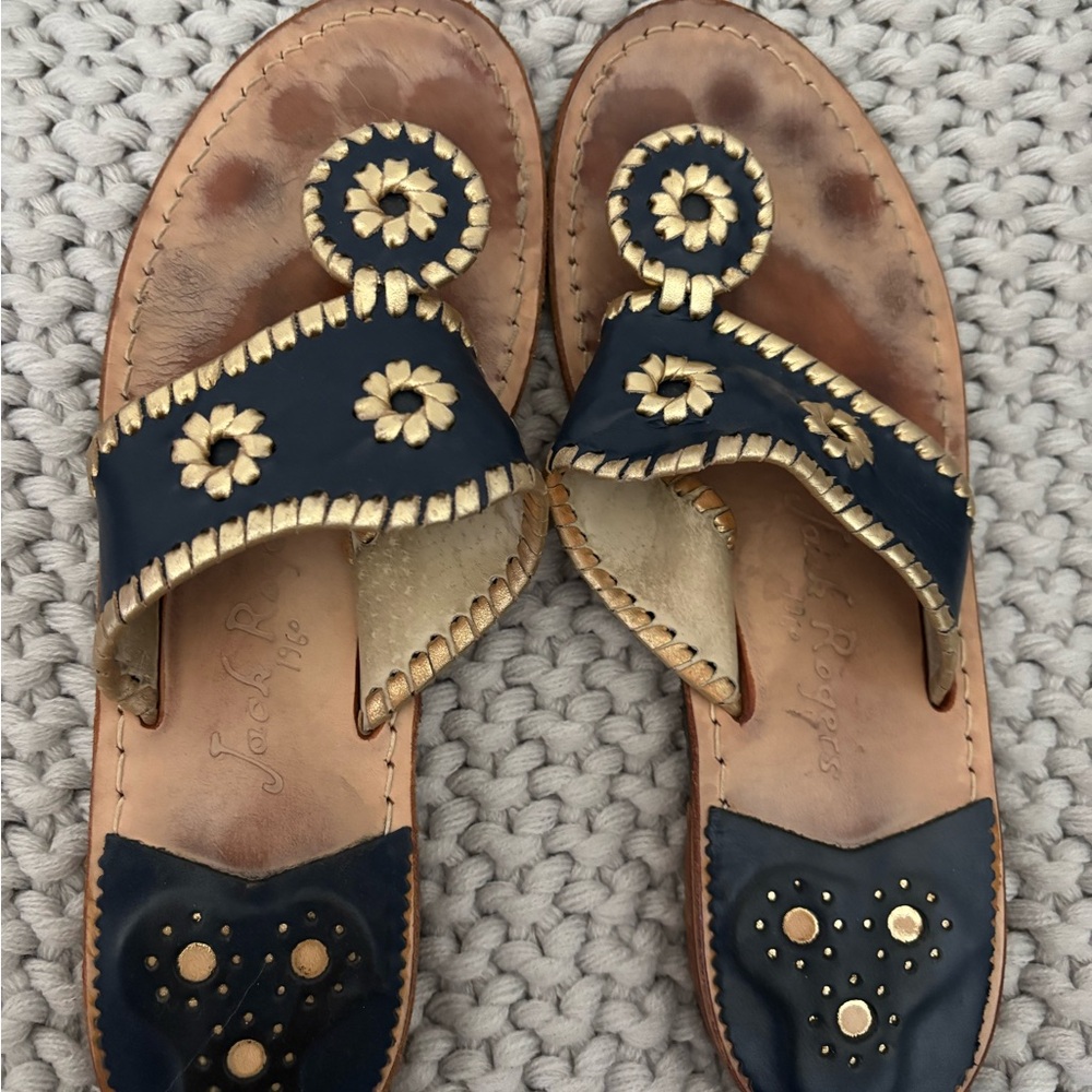 Jack Rogers Women's Sandals in Navy and Gold